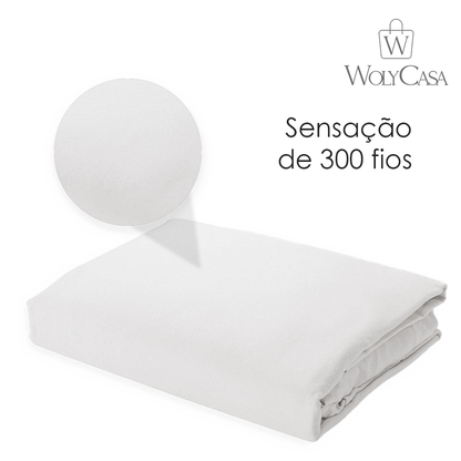 Jogo de Cama Saphira Casal Toque 300 Fios Branco Microfibra - Lyor