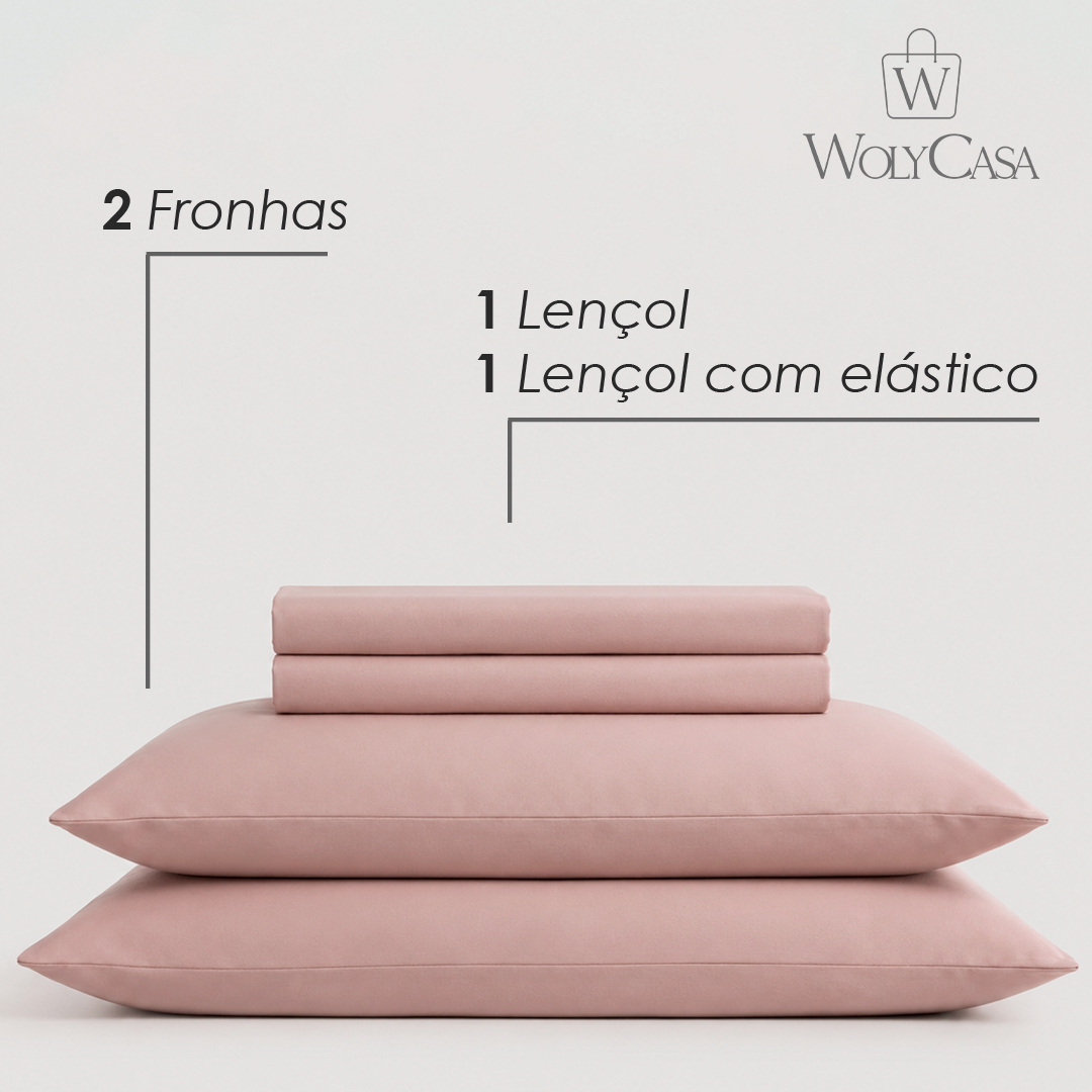 Jogo de Cama Saphira King Toque 300 Fios Rosa Microfibra - Lyor