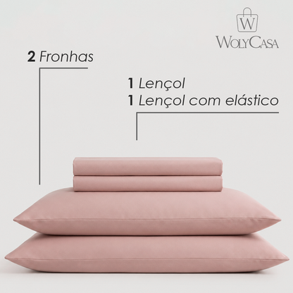 Jogo de Cama Saphira King Toque 300 Fios Rosa Microfibra - Lyor