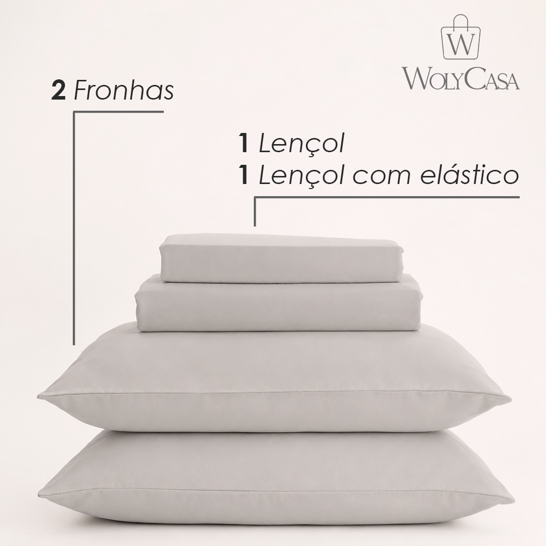 Jogo de Cama Saphira King Toque 300 Fios Cinza Microfibra - Lyor