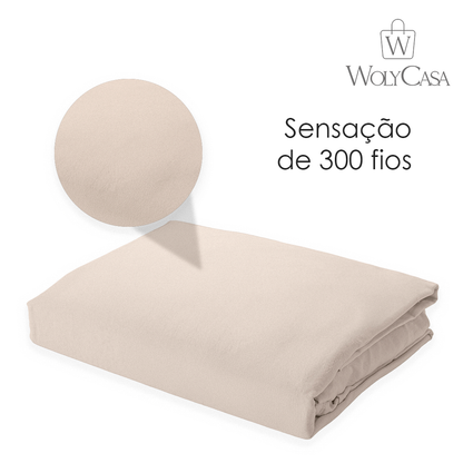 Jogo de Cama Saphira Queen Toque 300 Fios Bege Microfibra - Lyor