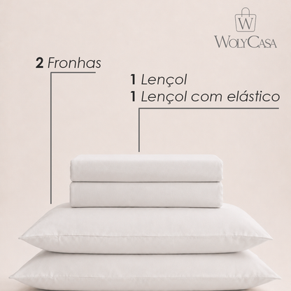 Jogo de Cama Saphira Queen Toque 300 Fios Branco Microfibra - Lyor