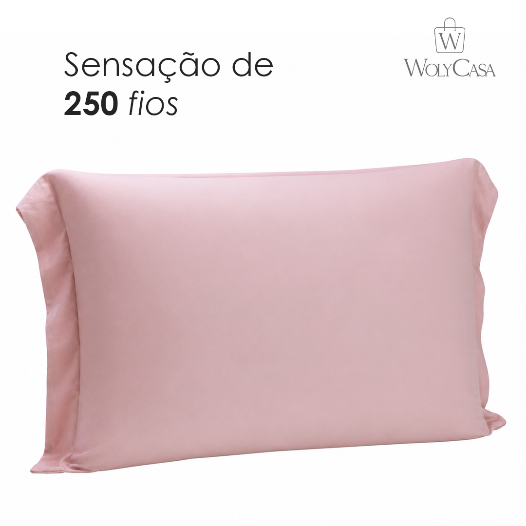 Fronha Saphira 50cm x 70cm Toque 300 Fios Rosa Microfibra - Lyor