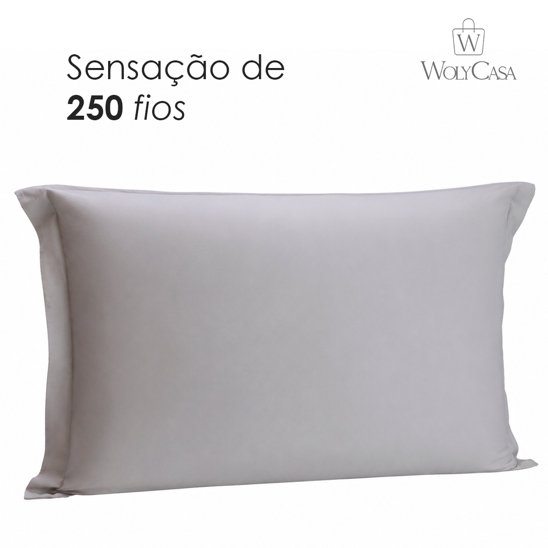 Fronha Saphira 50cm x 70cm Toque 300 Fios Cinza Microfibra - Lyor