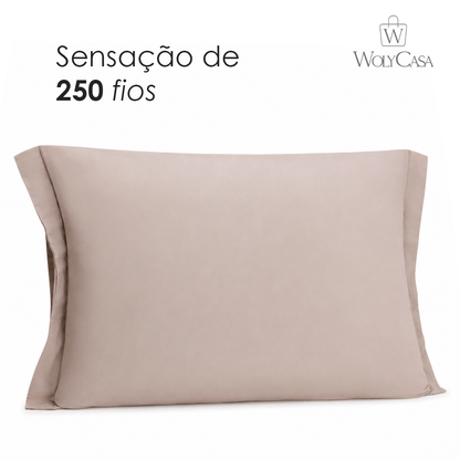 Fronha Saphira 50cm x 70cm Toque 300 Fios Bege Microfibra - Lyor