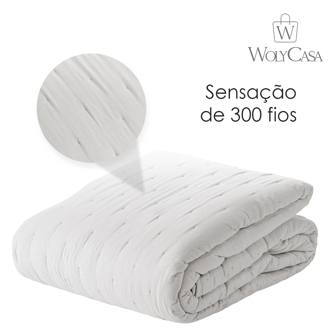 Colcha Matelassê Saphira Casal e 2 Porta Travesseiros Toque 300 Fios Branco Microfibra - Lyor