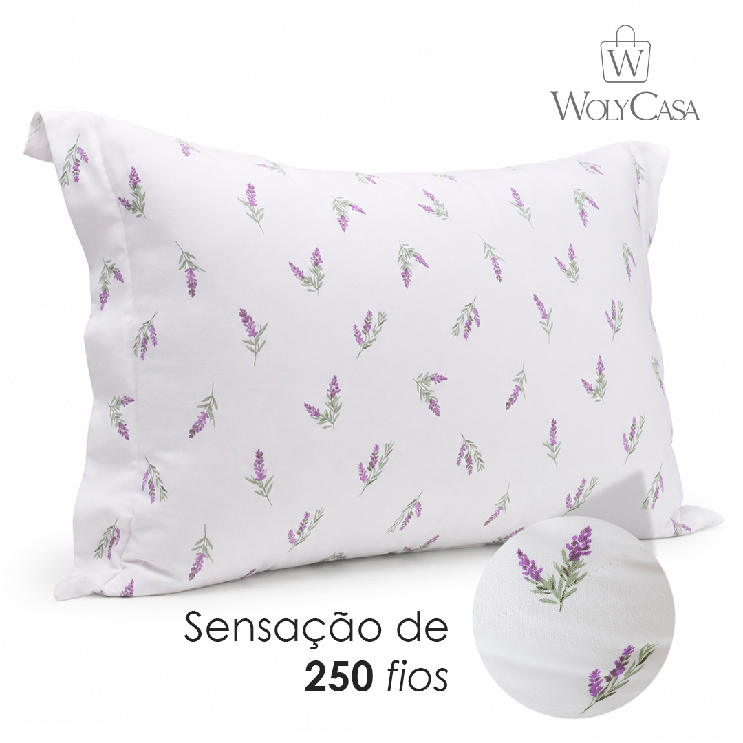 Porta Travesseiro Essencial Lavanda 50cm x 70cm Toque 250 Fios Microfibra - Lyor