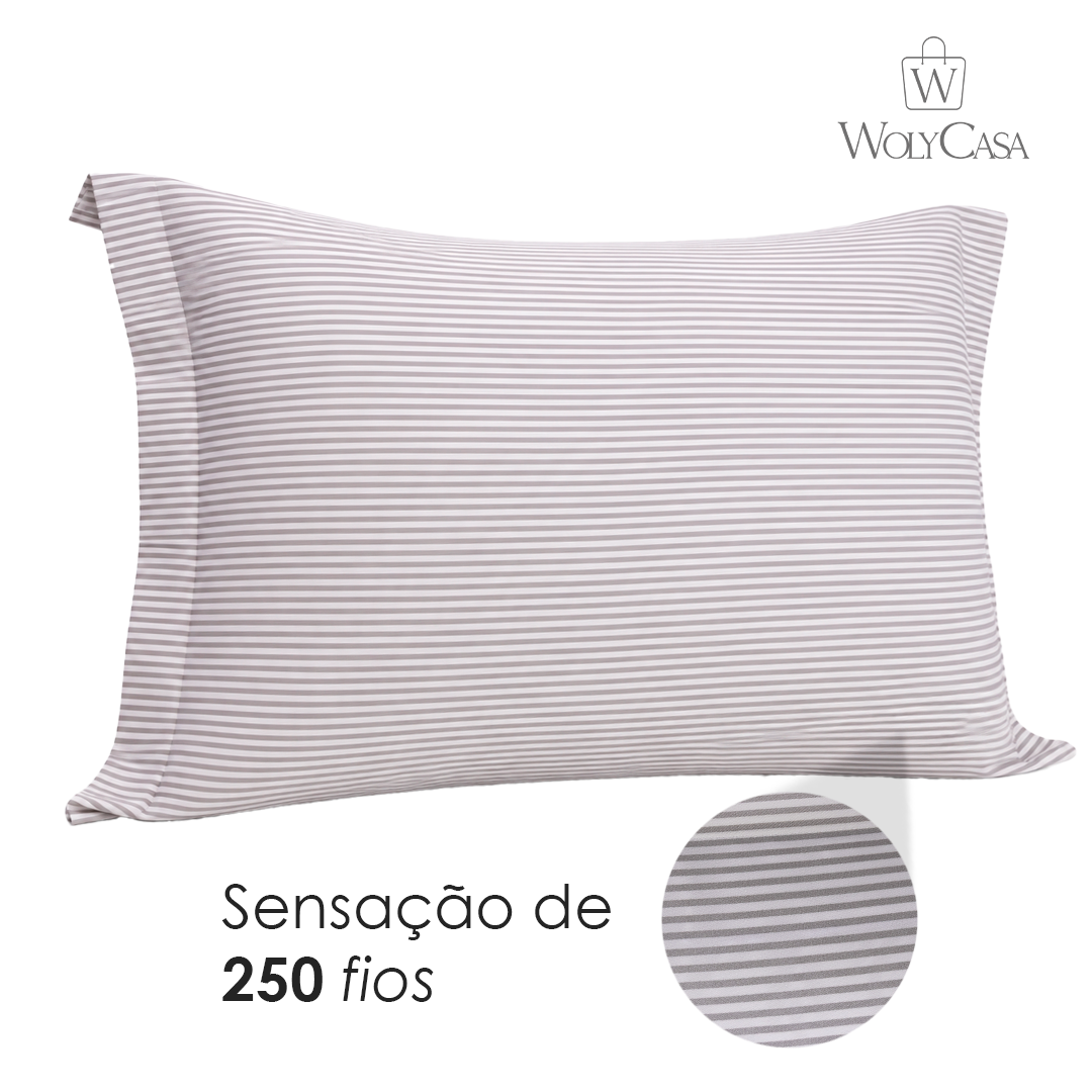 Porta Travesseiro Essencial Lines 50cm x 70cm Toque 250 Fios Microfibra - Lyor