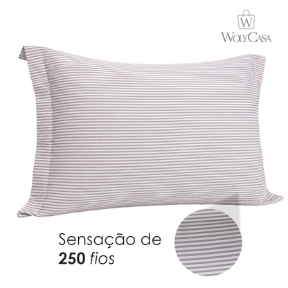 Porta Travesseiro Essencial Lines 50cm x 70cm Toque 250 Fios Microfibra - Lyor
