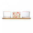 Conjunto 3 Petisqueira de Vidro com Bandeja Cherry 24cm x 8cm x 5,5cm Bambu - Lyor