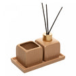 Conjunto Difusor com Porta Vela e Bandeja Slate Marrom Cerâmica - Lyor