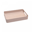 Bandeja com Fundo de Madeira Virelli 25cm x 15cm x 5cm Bege Metal - Lyor