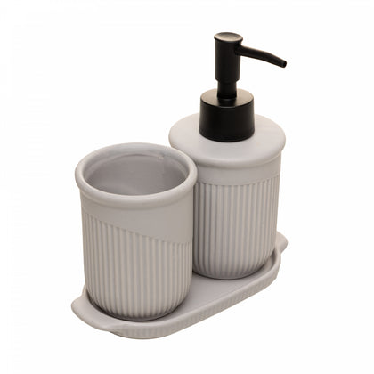 Conjunto 3 Peças para Banheiro Orlen Cinza Cerâmica - Lyor