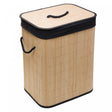 Cesto para Lavanderia com Forro em Tecido 40cm x 30cm x 50cm Preto Bambu - Lyor