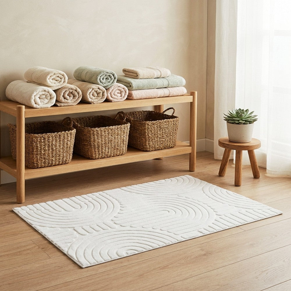 Tapete Frankfurt 140cm x 100cm Branco Microfibra - Wolff