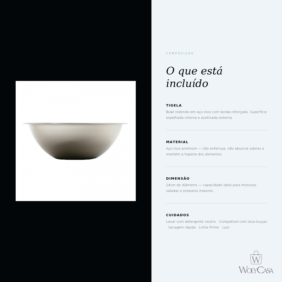 Tigela de Aço Inox Prime 24cm - Lyor