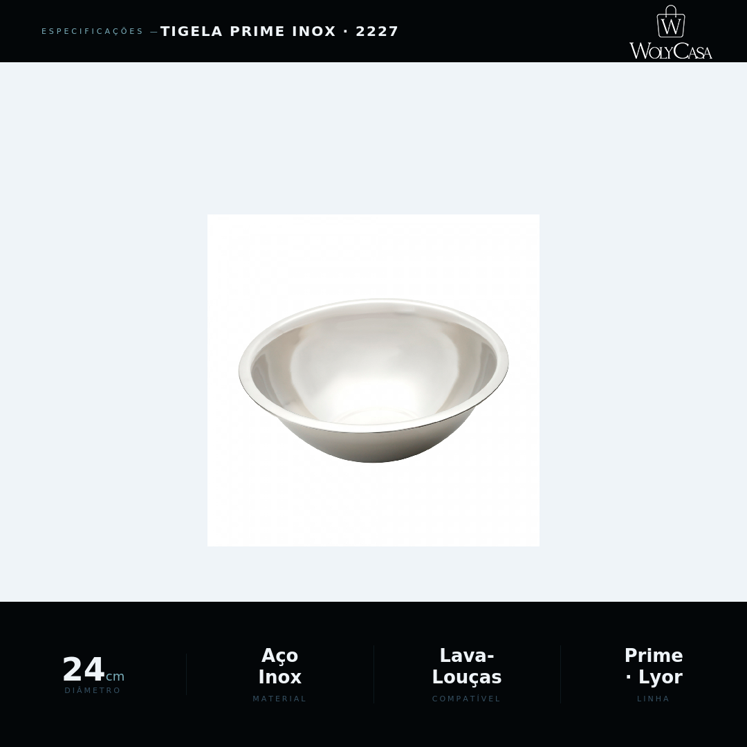 Tigela de Aço Inox Prime 24cm - Lyor
