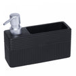 Porta Detergente Líquido com Suporte para Esponja Velinea 490ml Preto Cerâmica - Lyor