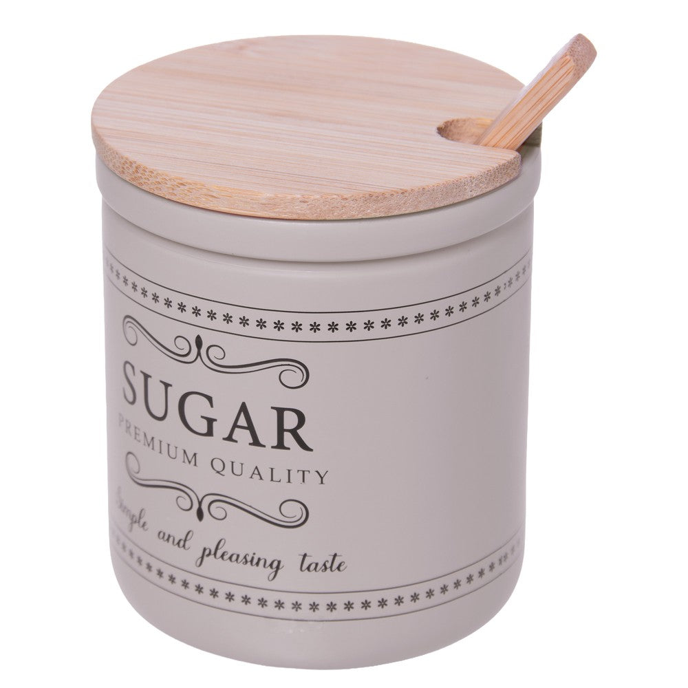 Açucareiro com Tampa e Colher de Bambu Corteccia 300ml Vidro - Lyor