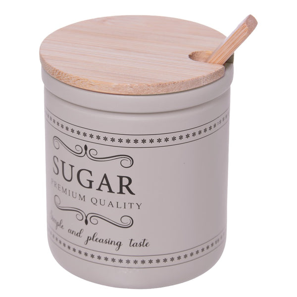 Açucareiro com Tampa e Colher de Bambu Corteccia 300ml Vidro - Lyor