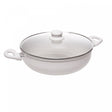 Wok Indução Tampa Vidro Granito Chef 28cm Off White Alumínio Revestimento Antiaderente 222921 - Lyor