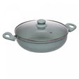 Wok Indução Tampa Vidro Granito Chef 28cm Verde Alumínio Revestimento Antiaderente 222925 - Lyor