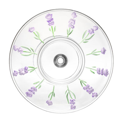 Prato com Pé Lavanda Hand Painting Cristal - Lyor