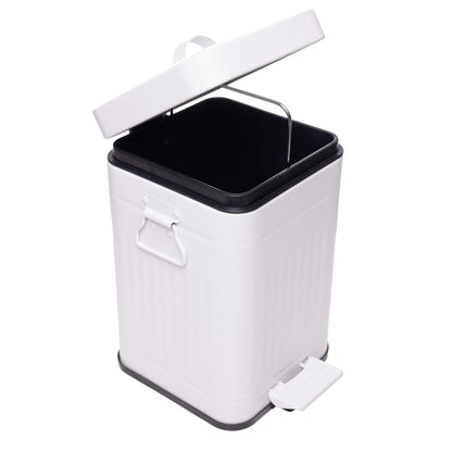 Lixeira Quadrada com Alça Retrô 5L Branca Metal - Lyor