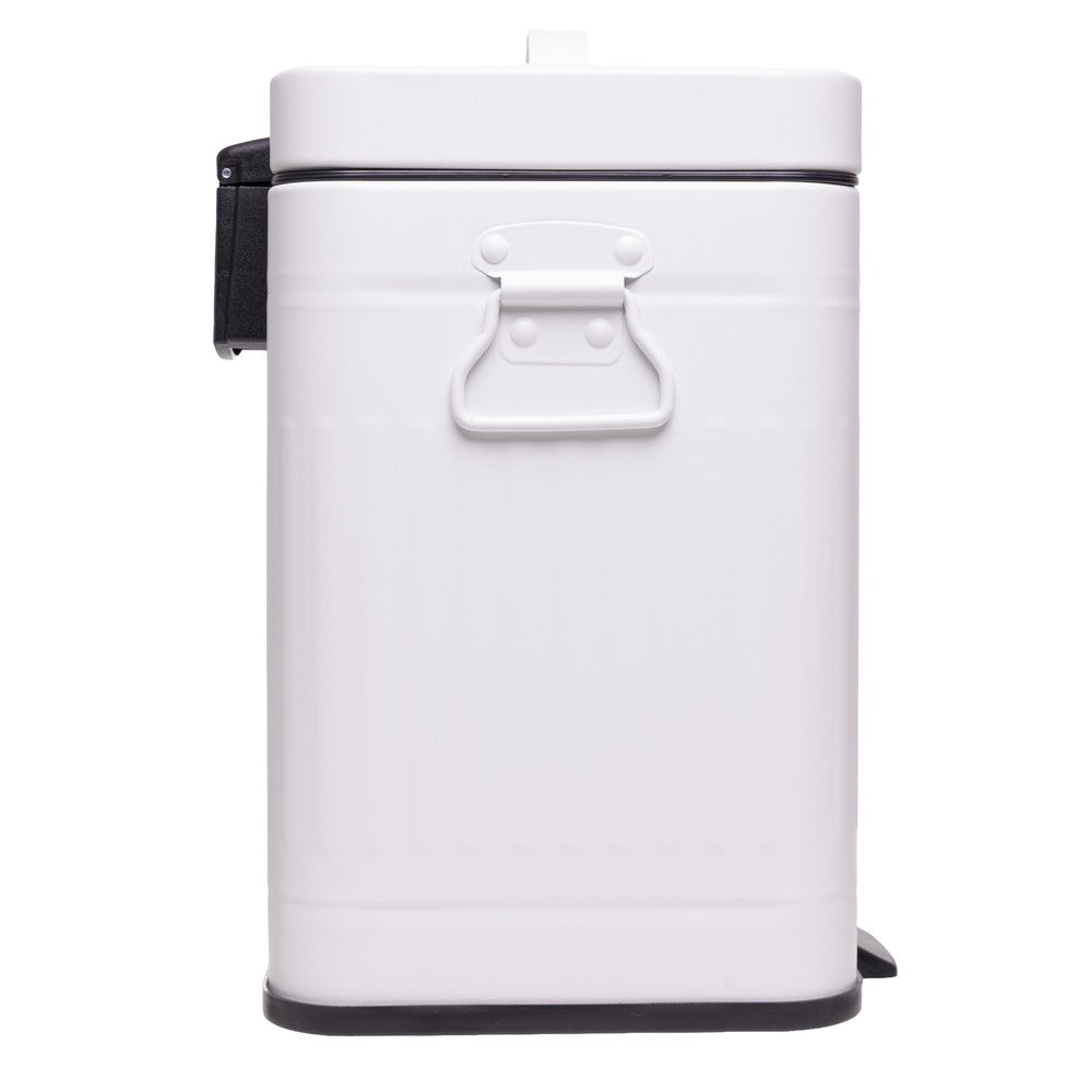 Lixeira Quadrada com Alça Retrô 5L Branca Metal - Lyor
