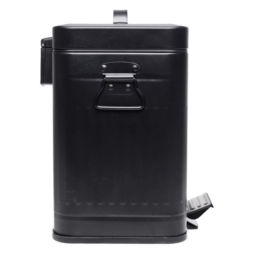 Lixeira Quadrada com Alça Retrô 5L Preto Metal - Lyor
