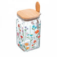 Pote Quadrado com Tampa e Colher de Bambu Jasmim 900ml Vidro - Lyor