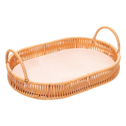 Bandeja Oval com Alça Vertice 30cm x 20cm x 4,5cm Natural Plástico - Lyor