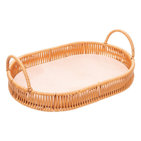 Bandeja Oval com Alça Vertice 30cm x 20cm x 4,5cm Natural Plástico - Lyor