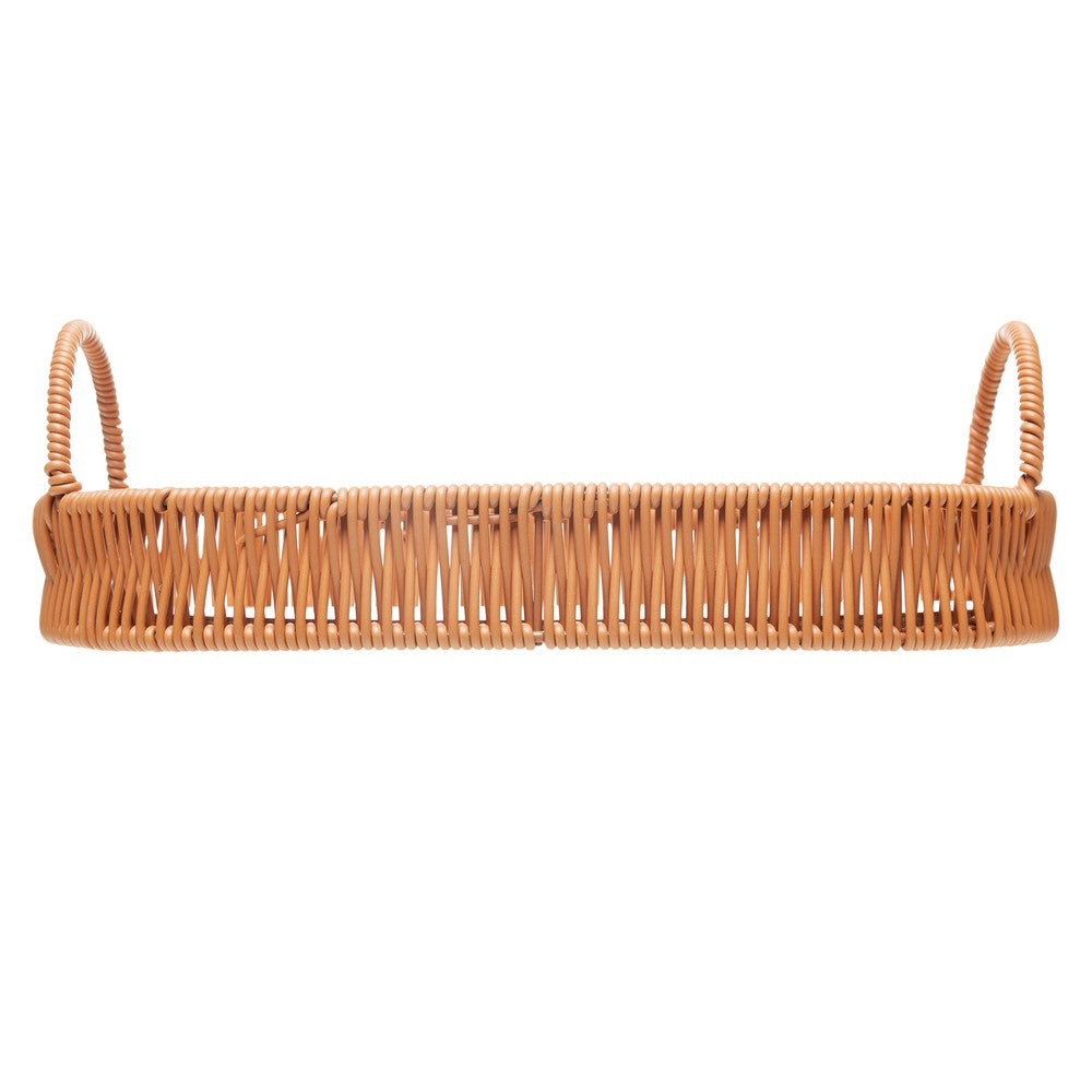 Bandeja Oval com Alça Vertice 30cm x 20cm x 4,5cm Natural Plástico - Lyor