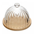 Queijeira com Base de Bambu Striata 16,5cm x 13 Vidro - Lyor