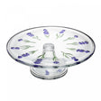 Prato para Bolo com Pé Lavanda Hand Painting 30cm Cristal - Lyor