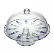 Prato para Bolo com Pé e Tampa Lavanda Hand Painting 30cm Cristal - Lyor