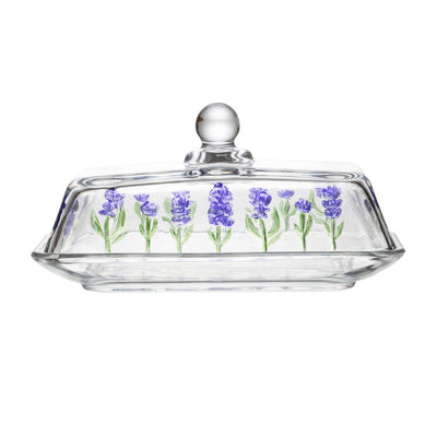 Manteigueira Lavanda Hand Painting 18cm x 10,5cm x 9cm Cristal - Lyor