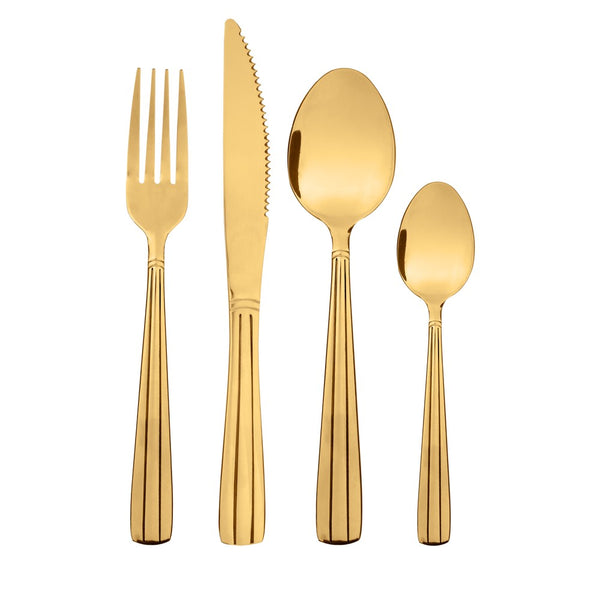 Faqueiro Marselha 24 Peças Dourado Aço Inox - Lyor