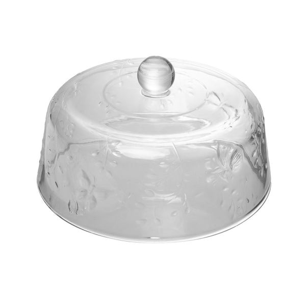 Prato para Bolo com Pé e Tampa New Butterfly 29cm x 25cm Cristal - Lyor