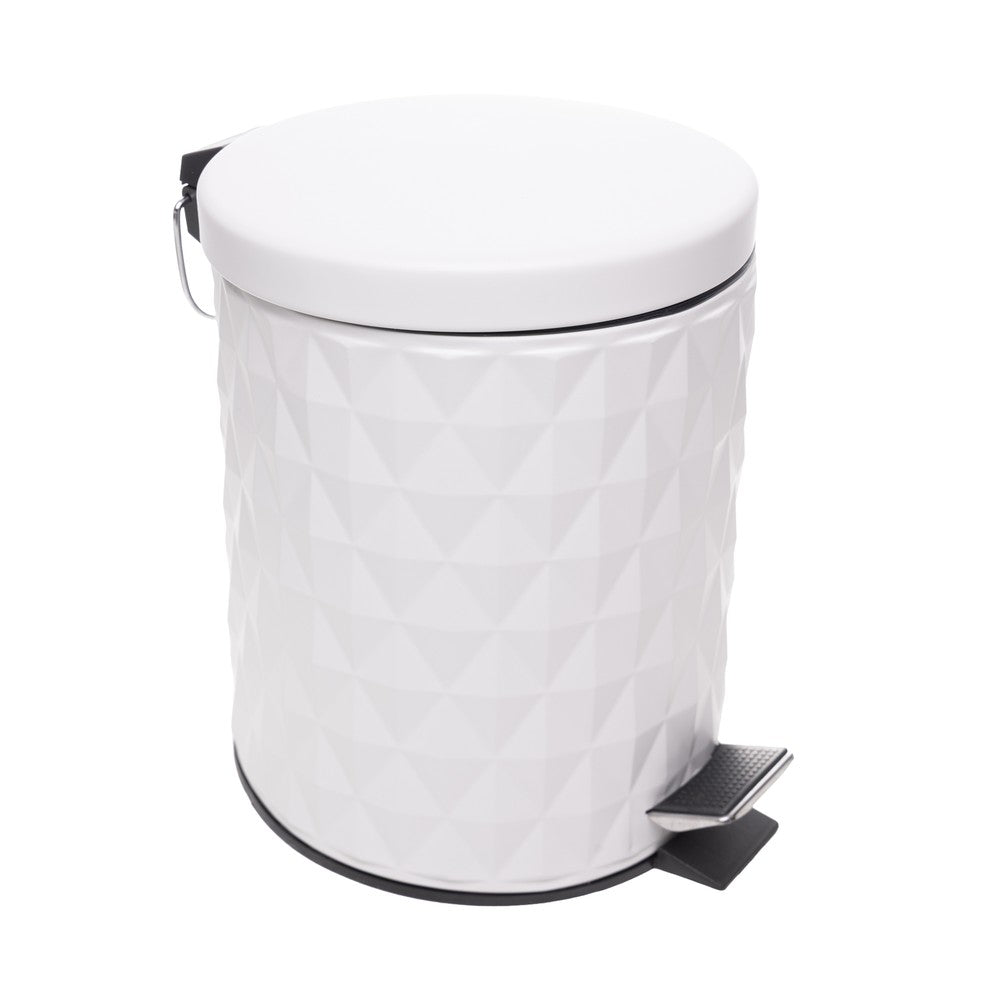 Lixeira Redonda com Pedal Diamond 3L Off White Metal - Lyor