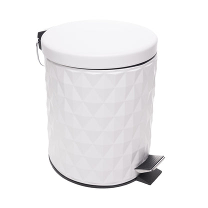 Lixeira Redonda com Pedal Diamond 3L Off White Metal - Lyor