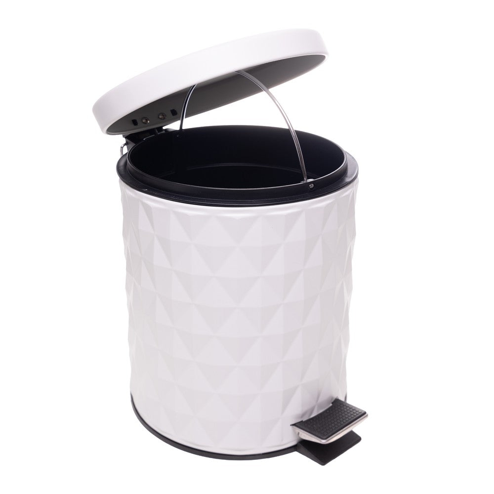 Lixeira Redonda com Pedal Diamond 3L Off White Metal - Lyor