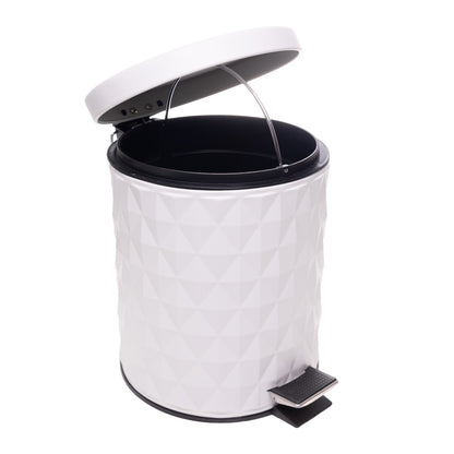 Lixeira Redonda com Pedal Diamond 3L Off White Metal - Lyor