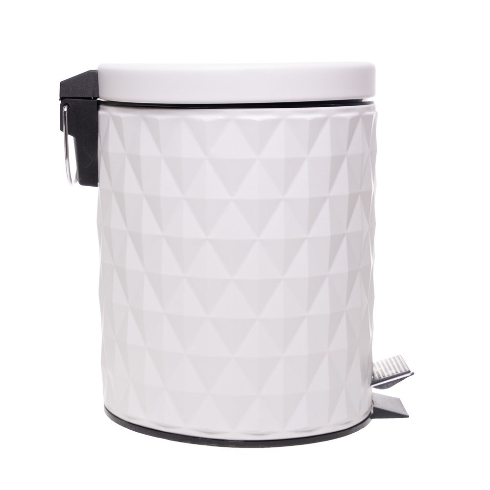 Lixeira Redonda com Pedal Diamond 3L Off White Metal - Lyor