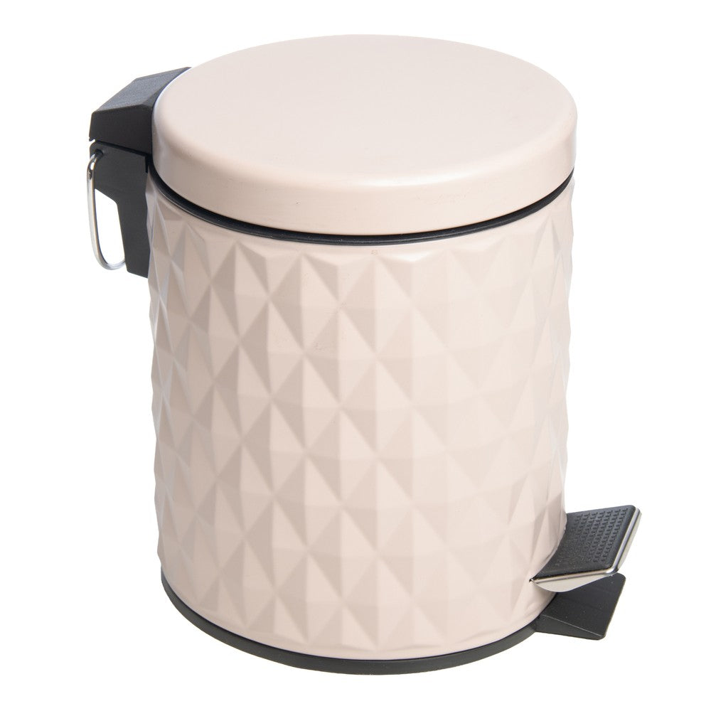 Lixeira Redonda com Pedal Diamond 3L Bege Metal - Lyor