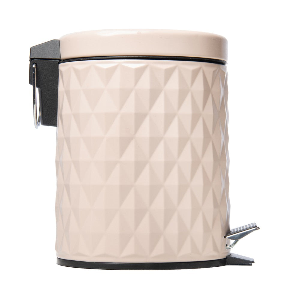 Lixeira Redonda com Pedal Diamond 3L Bege Metal - Lyor