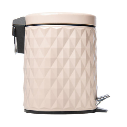 Lixeira Redonda com Pedal Diamond 3L Bege Metal - Lyor
