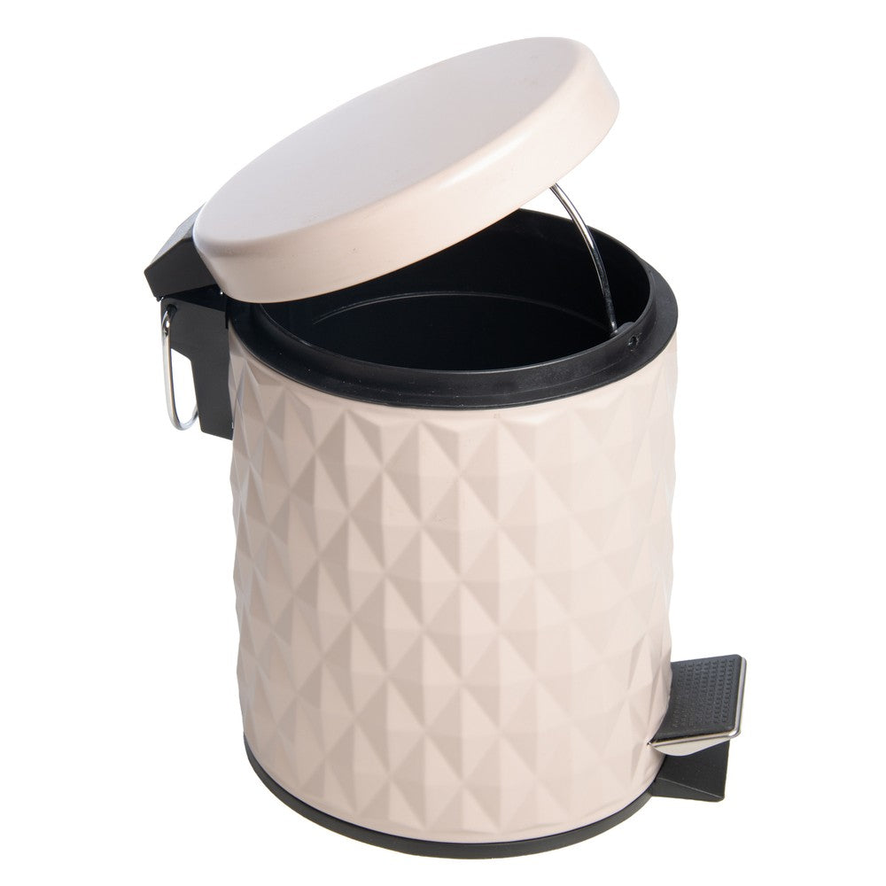 Lixeira Redonda com Pedal Diamond 3L Bege Metal - Lyor