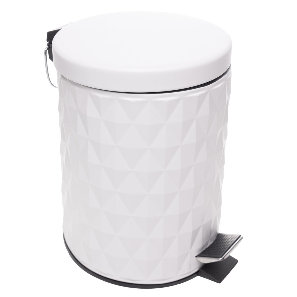 Lixeira Redonda com Pedal Diamond 5L Off White Metal - Lyor